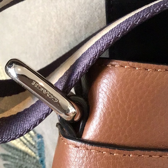 Coach Men's Charles Brown leather messenger crossbody bag with colorblock strap - Picture 6 of 16